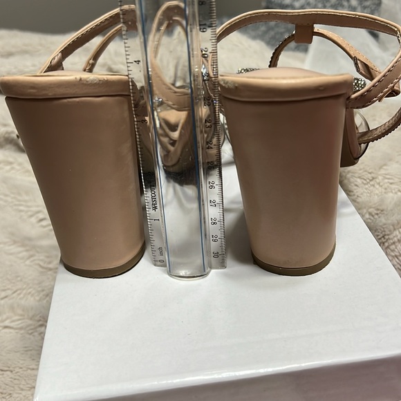 Nude/Clear Women Bow Rhinestone Heels - Picture 4 of 4